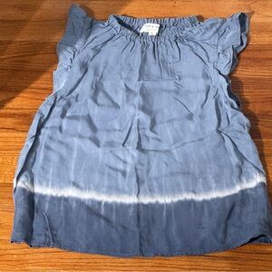 Anthropologie Cloth & Stone Blue Ombré Flutter Sleeve Boho Top XS coastal Indie